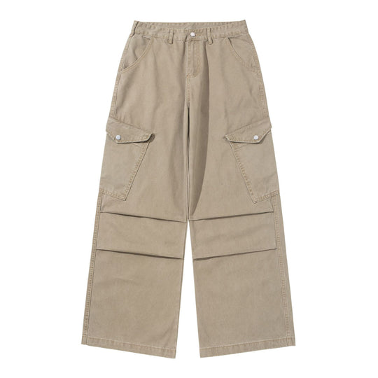 Damen Weite Cargo-Hose aus Baumwoll-Twill mit hoher Taille und aufgesetzten Klappentaschen Shop Nory