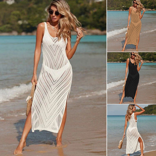 Damen Elegantes Maxikleid mit asymmetrischem Saum und seitlichem Schlitz