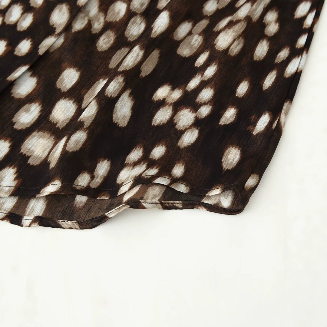 Damen Seidenähnliche Hemdbluse mit Tupfen-Print und verdeckter Knopfleiste Shop Nory