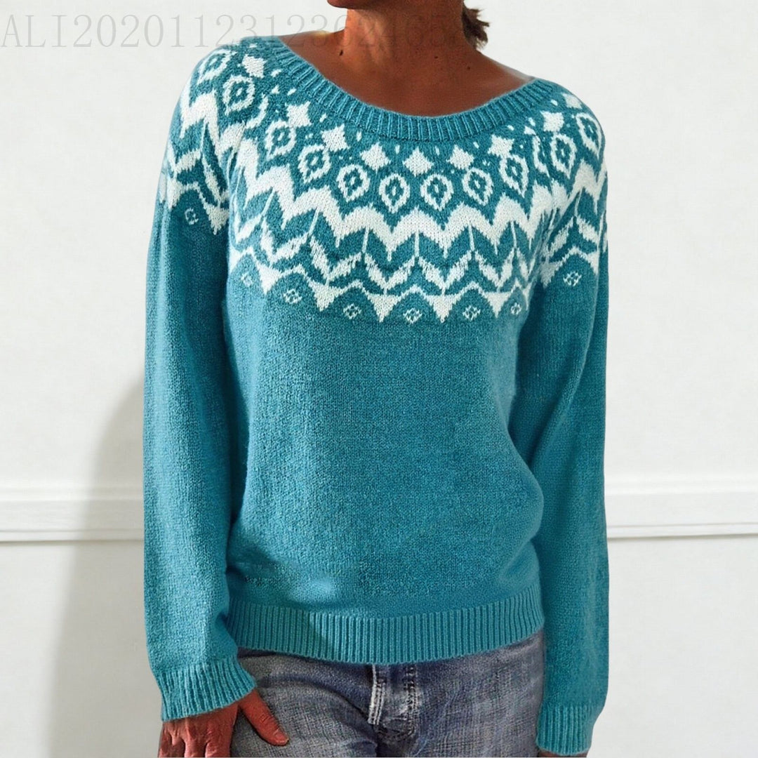 Damen nan Norwegerpullover aus Wollmix mit Rundhalsausschnitt und traditionellem Fair-Isle-Yoke Shop Nory