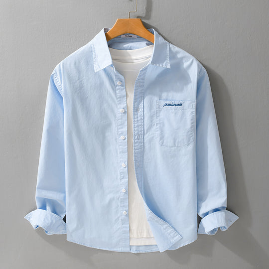 Herren Relaxed-Fit Baumwoll-Overshirt mit Stickerei auf Brusttasche Shop Nory