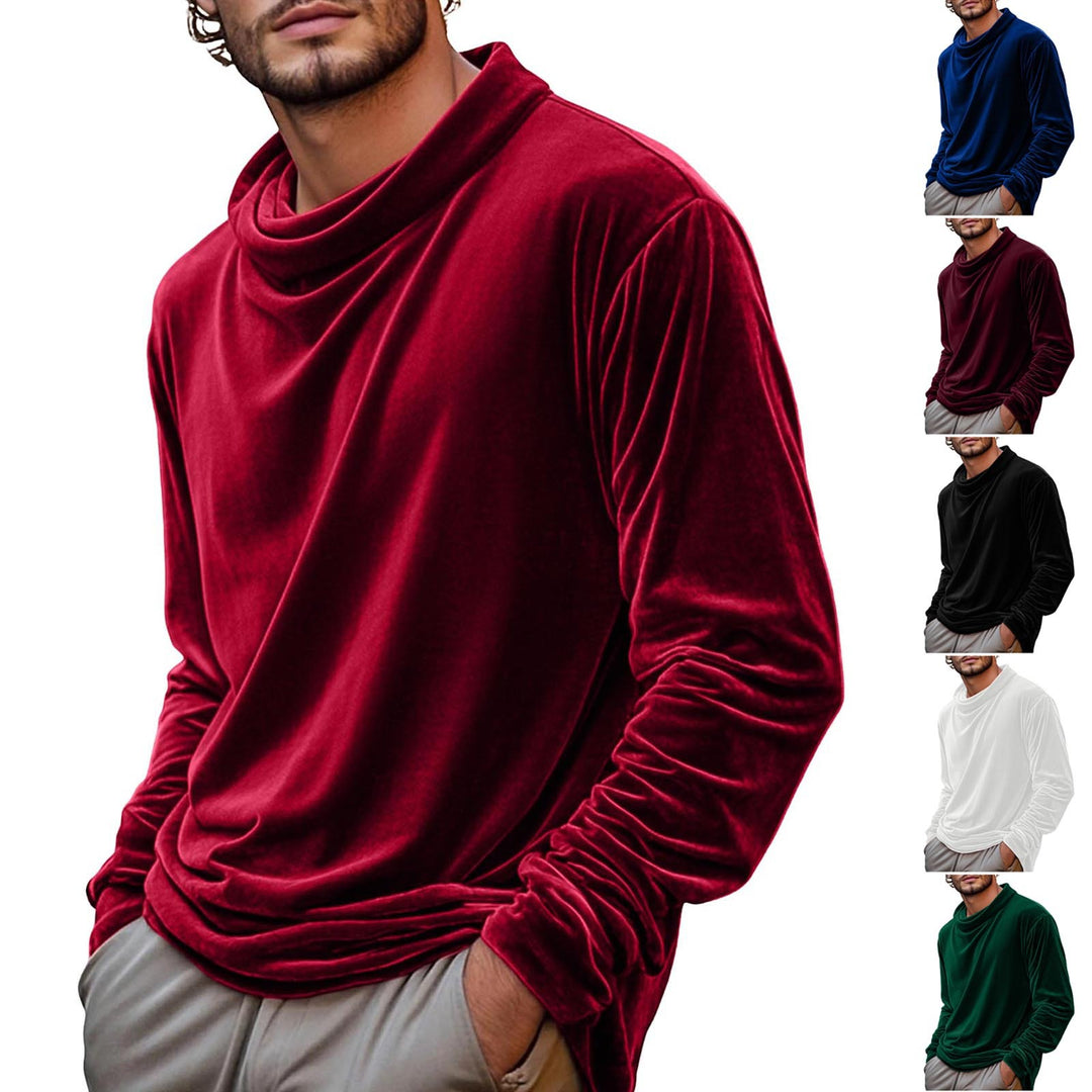 Herren Samt-Langarmshirt mit Schalkragen Shop Nory