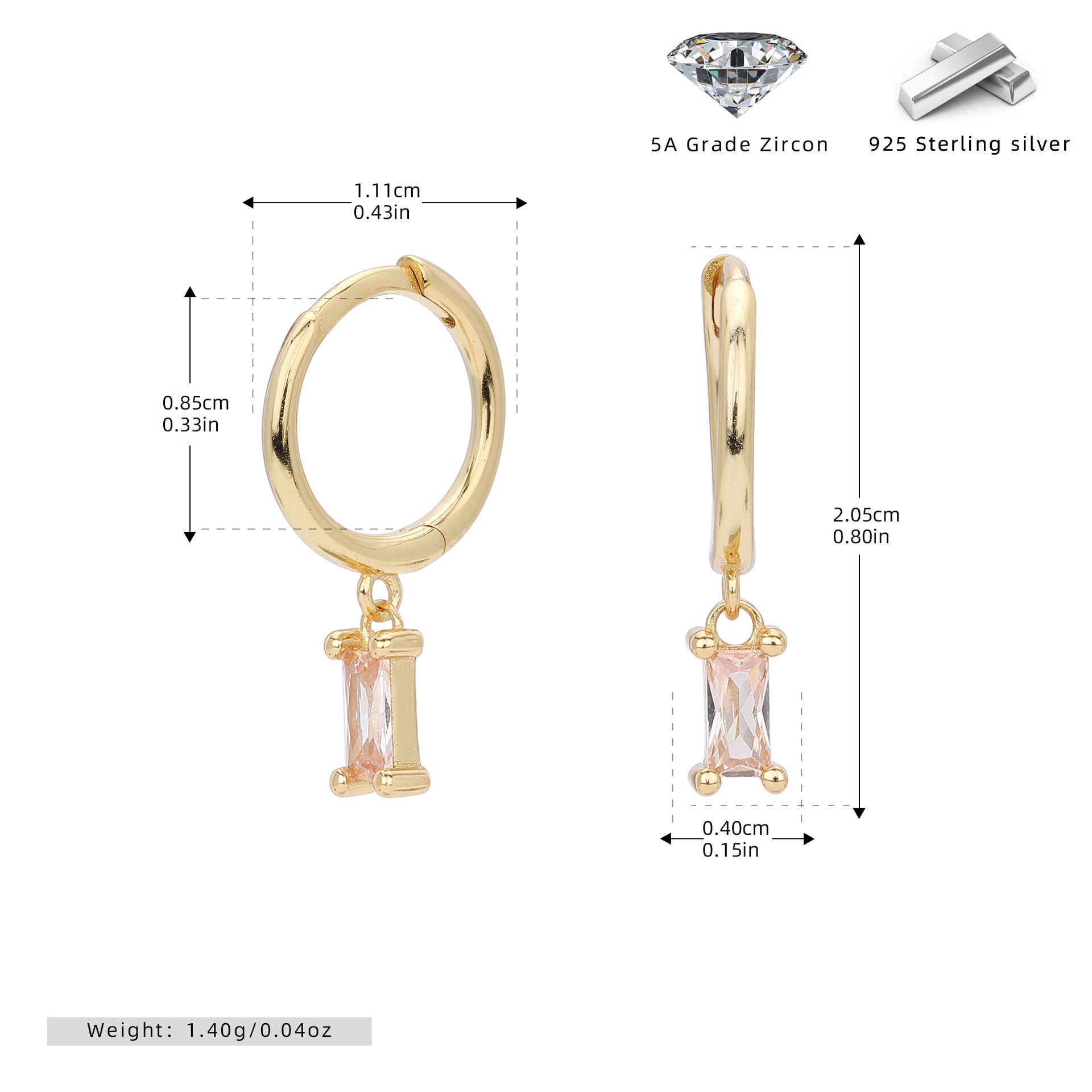 Damen Ohrhänger mit verführerischem Zirkonanhänger aus hochwertigem 925 Sterling Silber Shop Nory