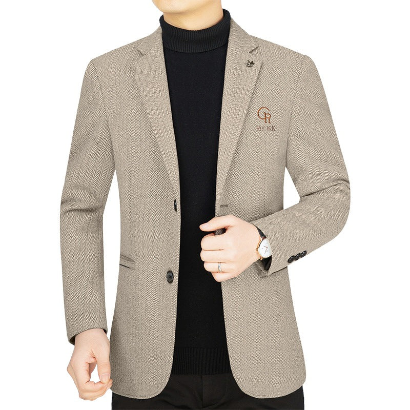 Herren Sakko aus Wollmischung mit Fischgrätmuster und aufgesetzten Taschen Shop Nory