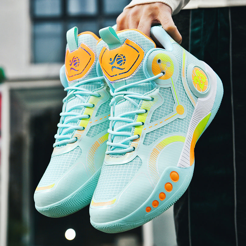 Herren gepolsterter High-Top Basketballschuh mit holografischen Akzenten und griffiger Gummilaufsohle Shop Nory