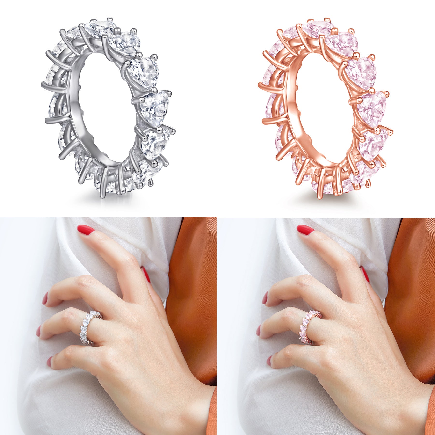 Damen Verlobungsring mit hochwertigem tropfenförmigem Hauptstein und elegantem Zirkonia-Besatz Shop Nory