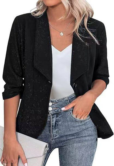 Damen Kurzblazer mit 3/4-Ärmeln, taillierter Silhouette und Ein-Knopf-Verschluss Shop Nory
