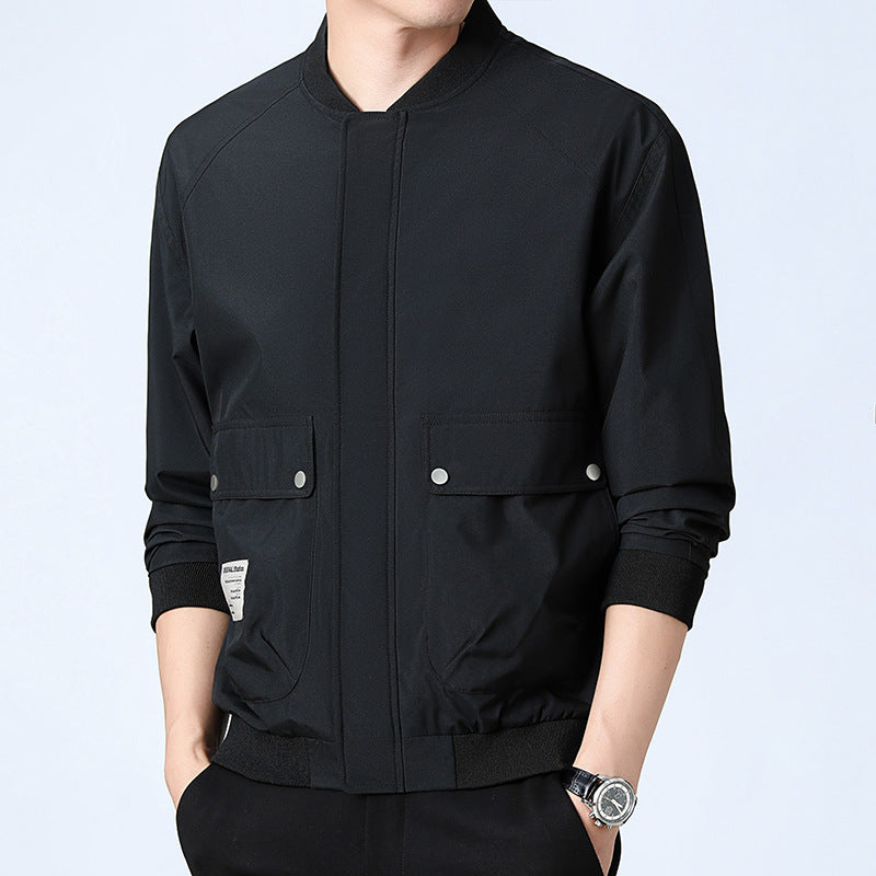 Herren Leichte Utility-Bomberjacke mit verdecktem Reißverschluss, Klappentaschen und Rippenbündchen Shop Nory