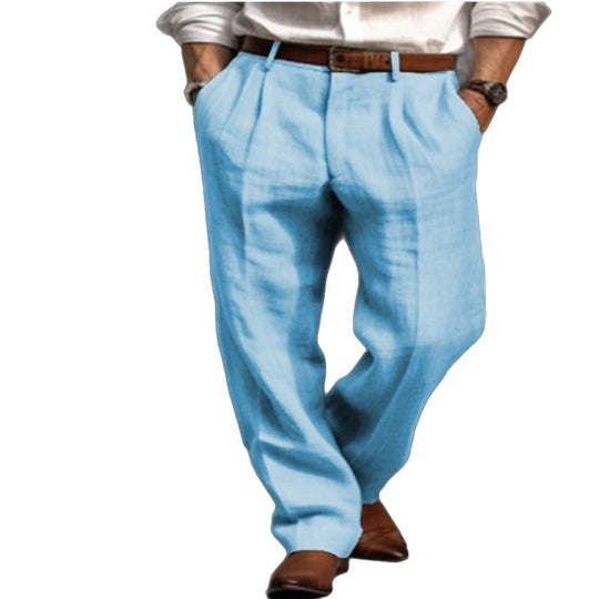 Herren Leinenhose mit weitem Schnitt und Bundfalten Shop Nory
