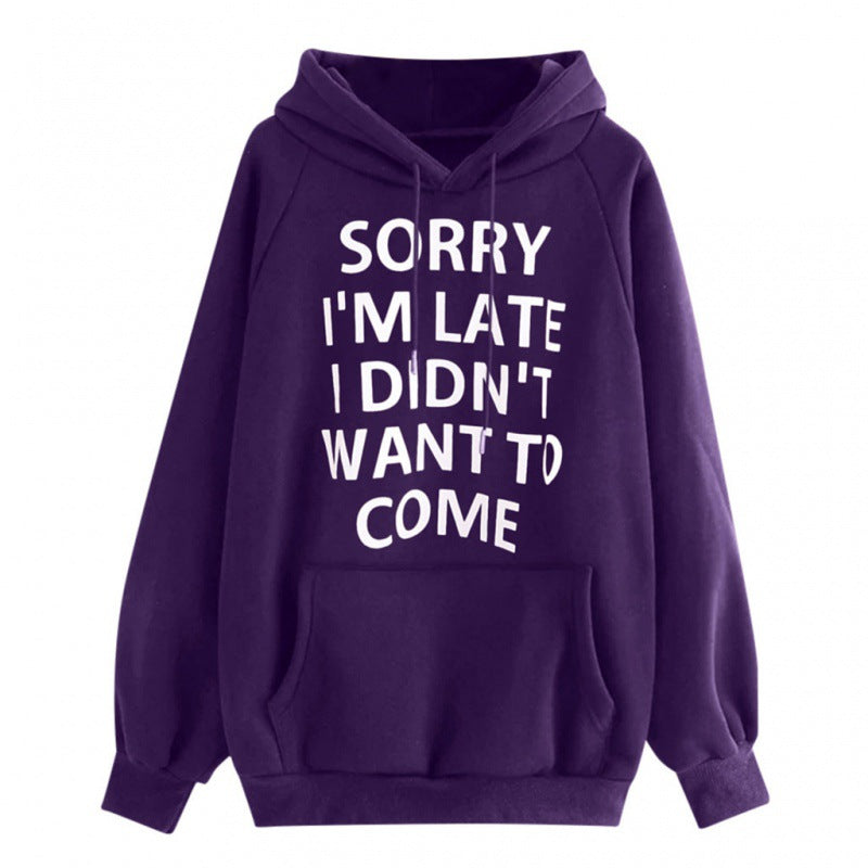 Damen Lockere Kapuzenpullover mit Statement-Print, Kängurutasche und Raglanärmeln Shop Nory