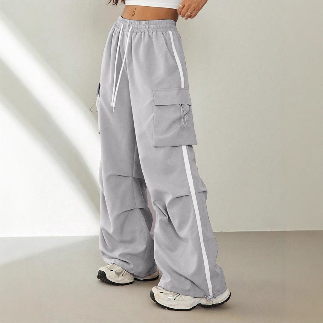 Damen Weite Cargo‑Loungehose mit Gummibund, Tunnelzug und großen Klappentaschen Shop Nory