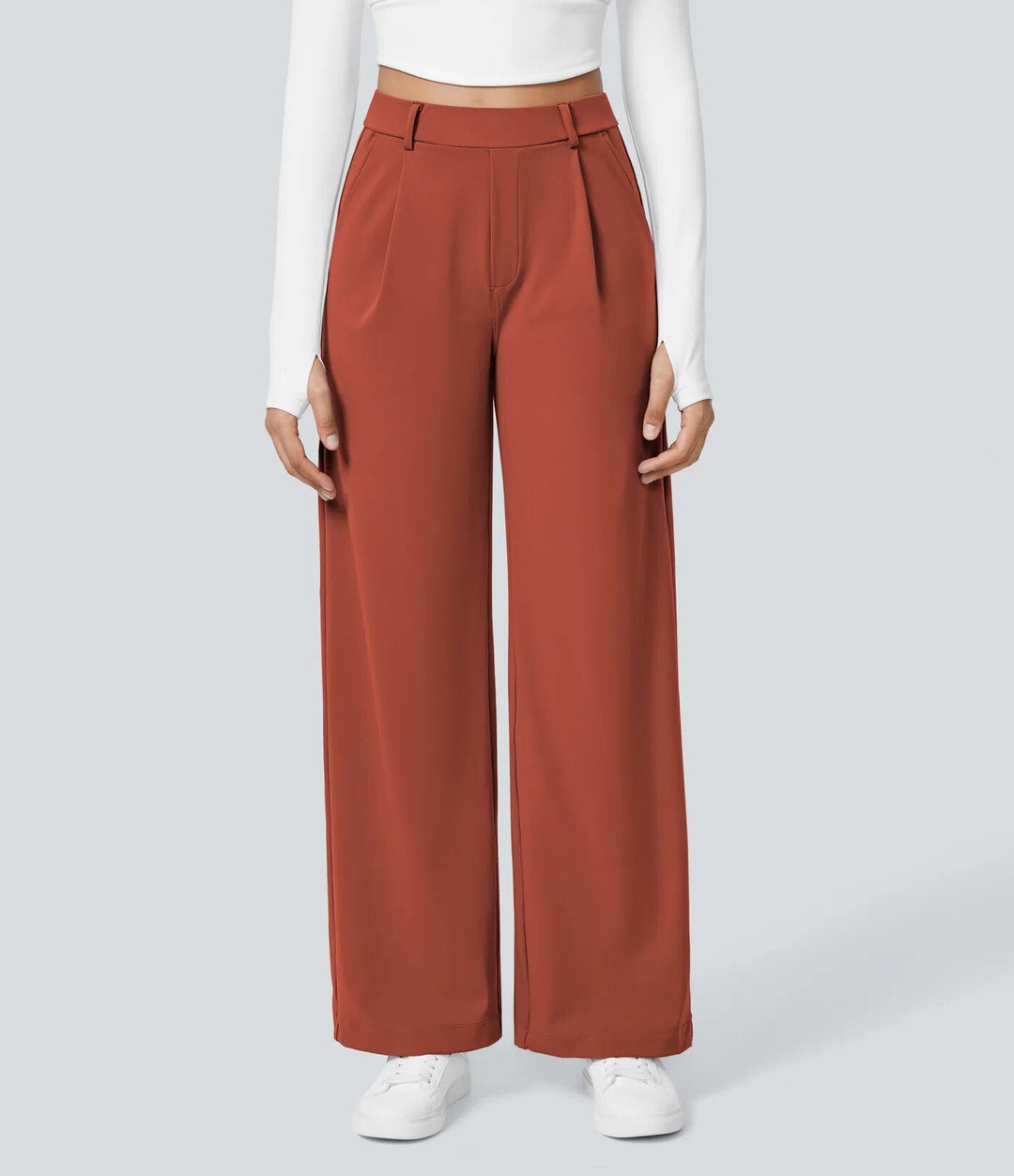 Damen Weite High‑Waist Palazzo‑Hose mit Bundfalten und Eingrifftaschen Shop Nory