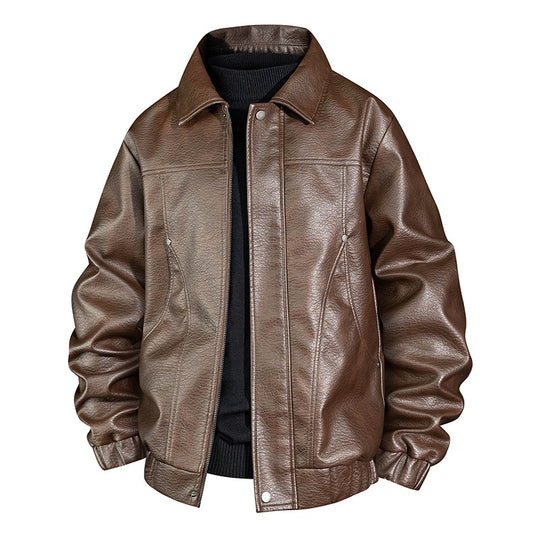 Herren Modische Kunstleder-Bomberjacke Shop Nory