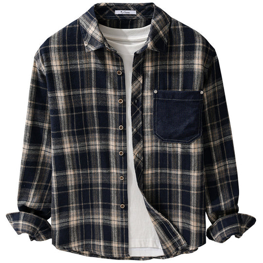 Herren kariertes Flanell-Overshirt im Relaxed-Fit mit kontrastierter Brusttasche Shop Nory