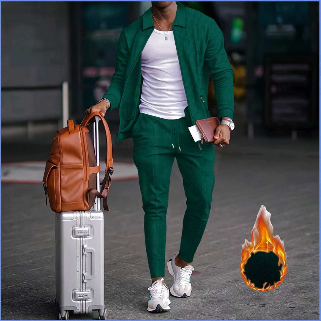 Herren nan zweiteiliges Reise-Loungewear-Set mit strukturierter Jacke, Reißverschluss und konischer Jogginghose Shop Nory
