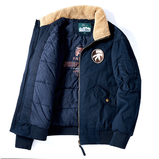 Herren Piloten-Bomberjacke mit Teddykragen, gesteppter Thermofütterung und Utility-Taschen Shop Nory