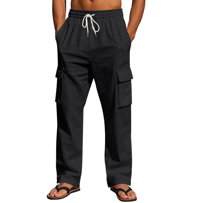 Herren Weit geschnittene Cargo-Hose aus leichtem Ripstop mit elastischem Bund und Klappentaschen Shop Nory