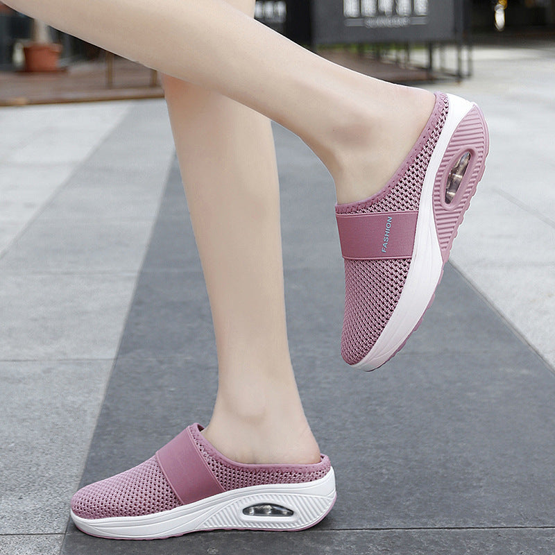 Damen Halbschuh-Slipper mit atmungsaktivem Strickobermaterial, elastischem Mittelfußriemen und Dämpfungssohle Shop Nory