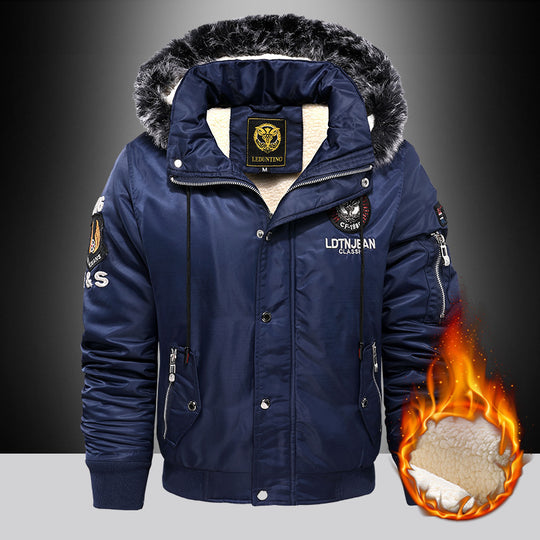Herren Wattierter Pilotenbomber mit Teddyfleece‑Innenfutter, Kunstfellkapuze und Utility‑Taschen Shop Nory