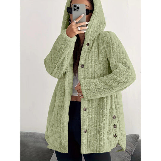 Damen Kuschelige Fleecejacke mit Kapuze Shopnory