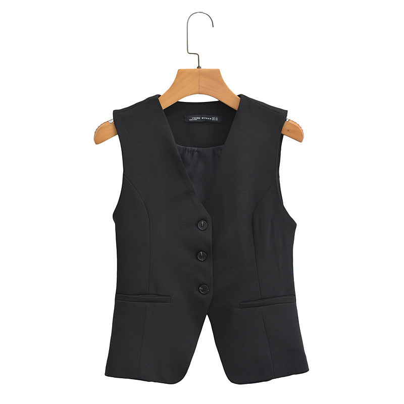 Damen Taillierte Business-Weste mit V-Ausschnitt und Knopfleiste Shop Nory