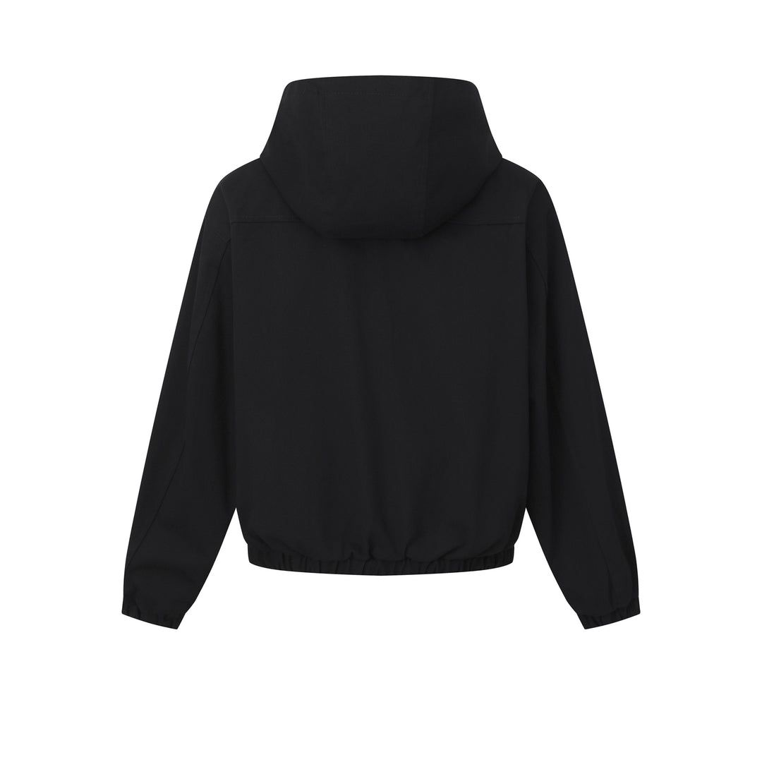 Damen Kurz geschnittene Kapuzenblousonjacke mit Tunnelzugsaum und aufgesetzten Pattentaschen Shop Nory