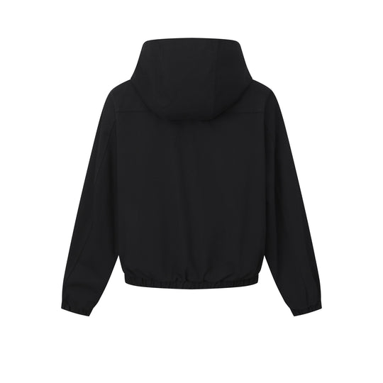 Damen Kurz geschnittene Kapuzenblousonjacke mit Tunnelzugsaum und aufgesetzten Pattentaschen Shop Nory