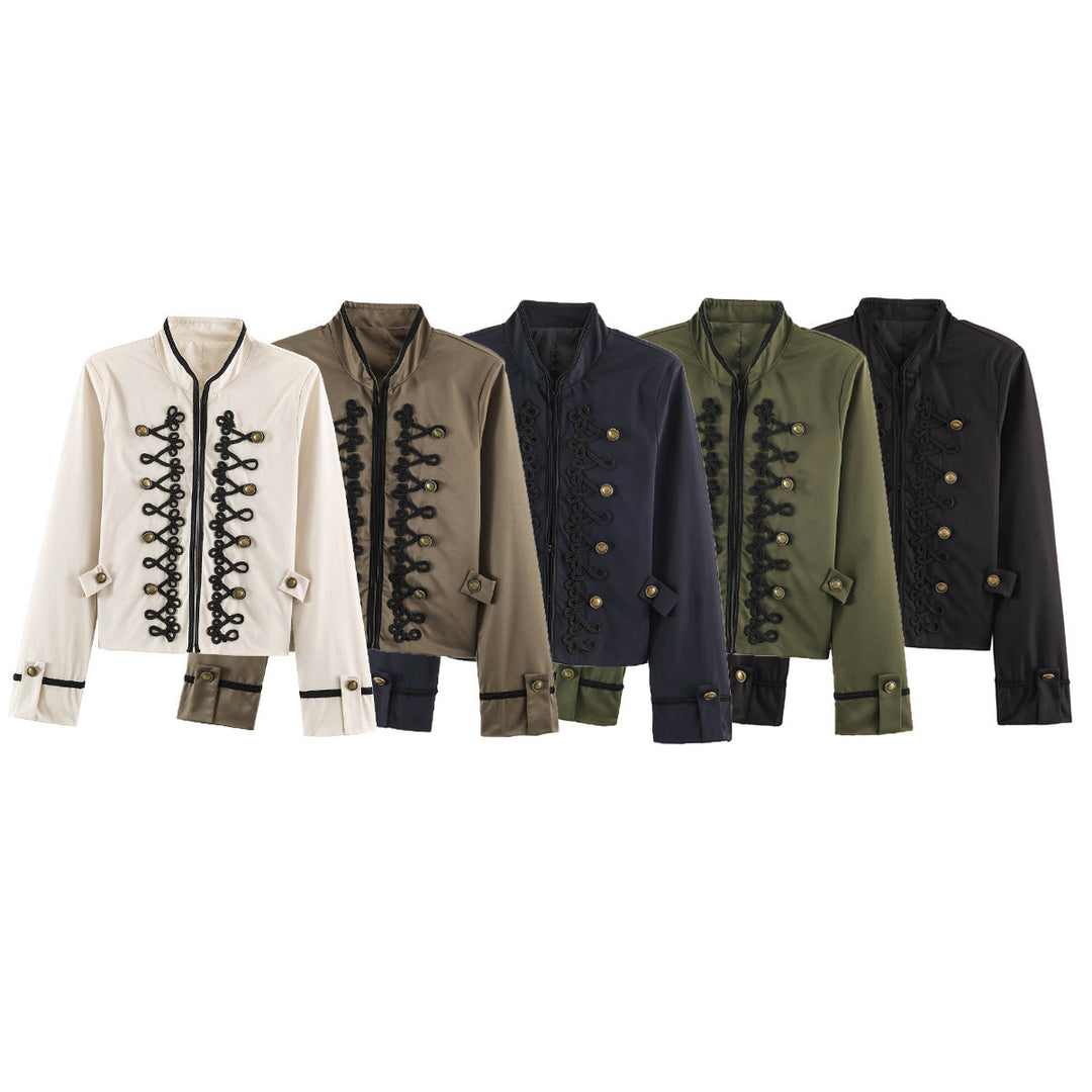 Damen Cropped Jacke im Matrosen‑Militär‑Mix mit Zierkordeln und Messingknöpfen Shop Nory