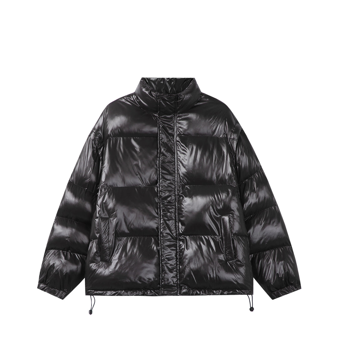 Unisex Glänzende Boxy‑Wattierte Oversize‑Pufferjacke mit hohem Stehkragen Shop Nory