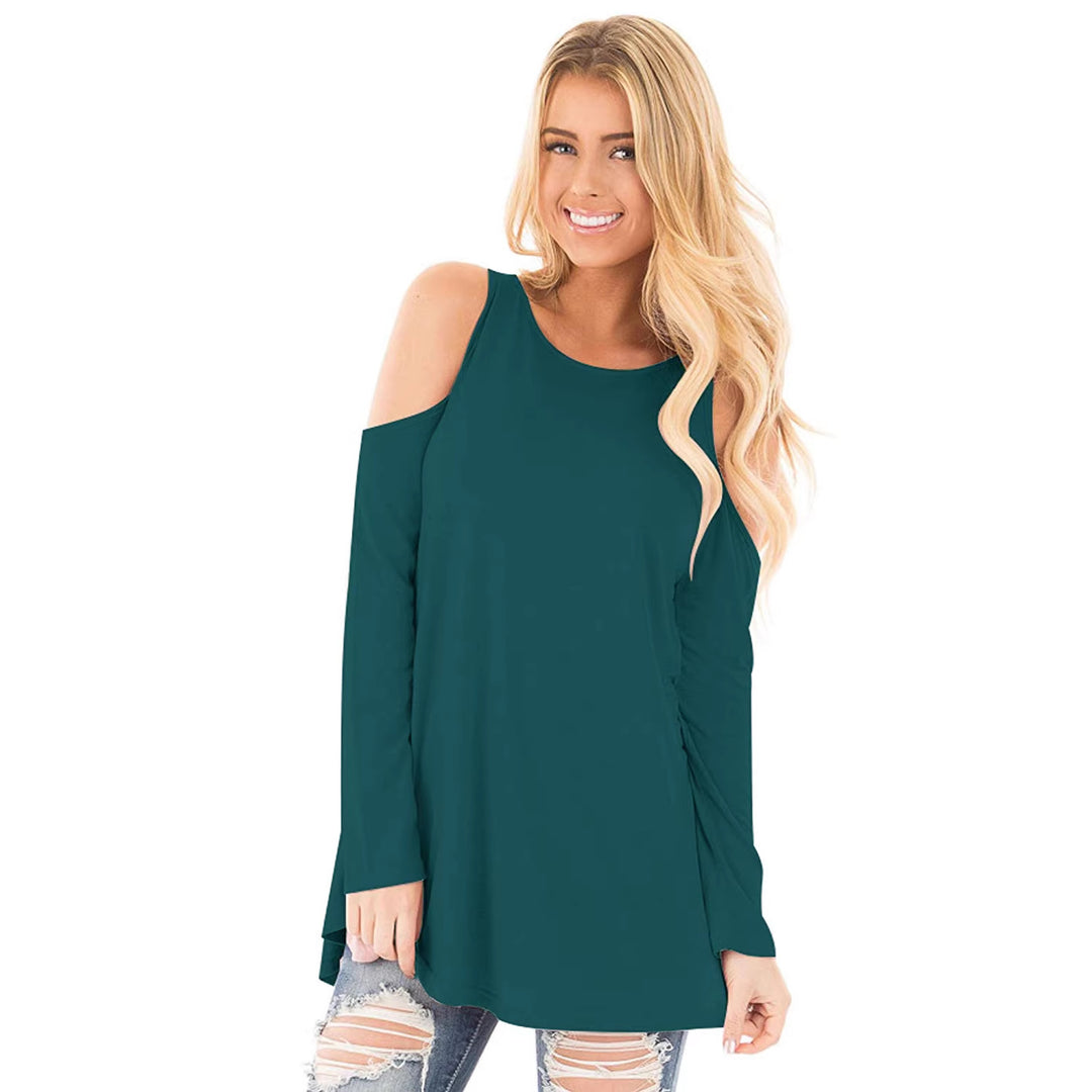 Damen Langarm-Tunika mit Cut-Out-Schultern und weiter Passform Shop Nory