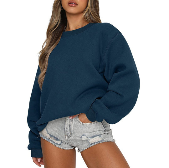 Damen nan oversized Rundhals-Sweatshirt aus Baumwollmix mit überschnittener Schulter, angerauter Innenseite und elastischen Bündchen Shop Nory