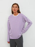 Damen gestreiftes Langarmshirt mit lässigem Schnitt und rundem Halsausschnitt