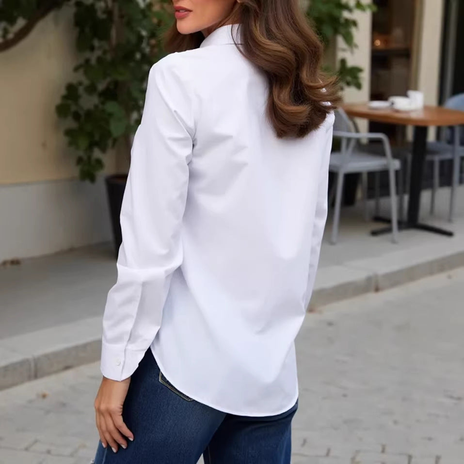 Damen Elegante Baumwollbluse mit Knopfdetails