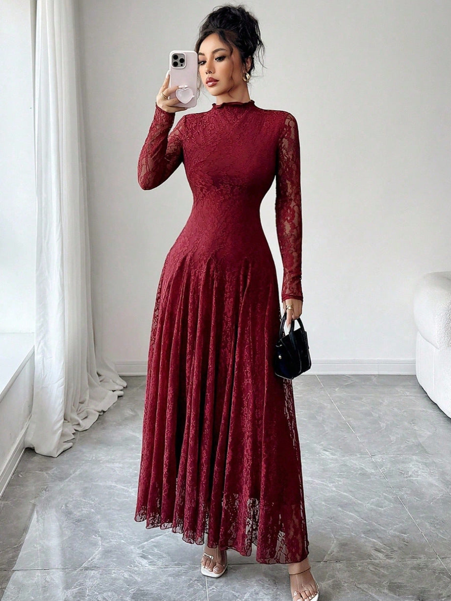 Damen Elegantes Hochzeitskleid mit Spitzenärmeln Shop Nory