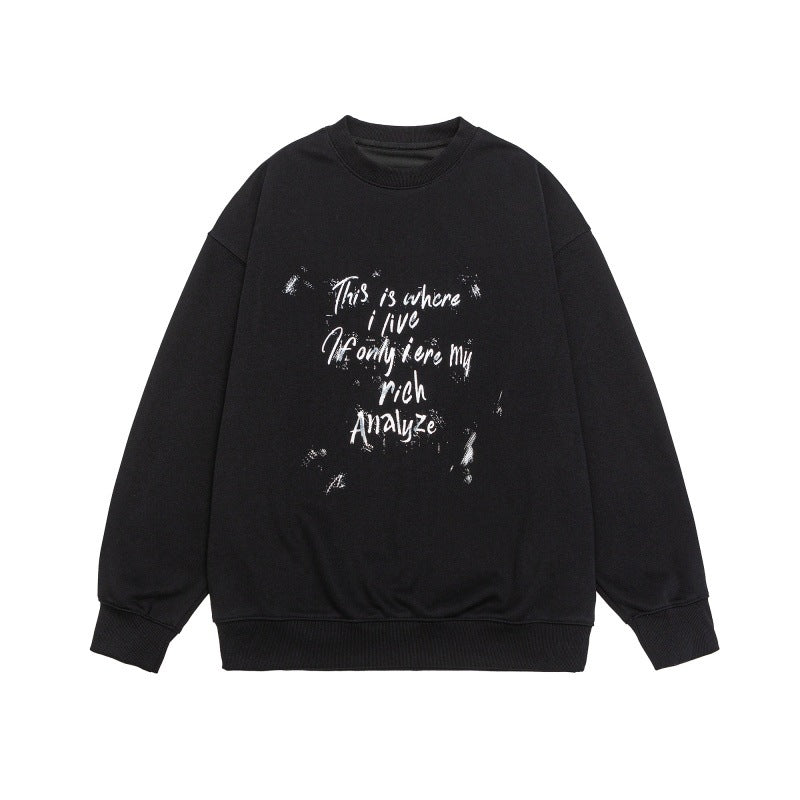 Unisex Lockeres Oversize-Sweatshirt mit verwaschenem Script‑Print, gerippten Bündchen und Relaxed‑Fit Shop Nory