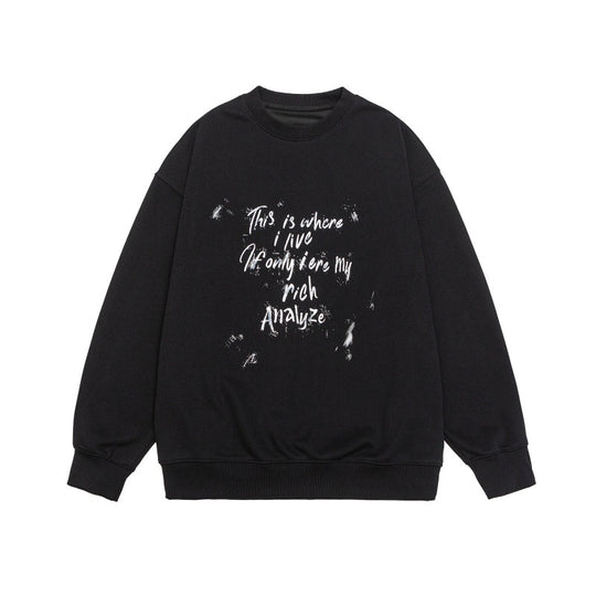 Unisex Lockeres Oversize-Sweatshirt mit verwaschenem Script‑Print, gerippten Bündchen und Relaxed‑Fit Shop Nory