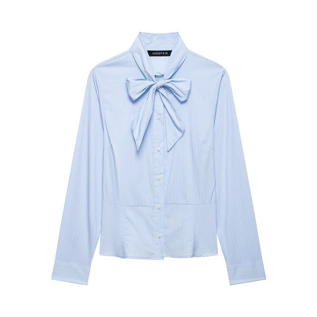 Damen Bluse mit Schleifenkragen und taillierten Einsatznähten Shop Nory