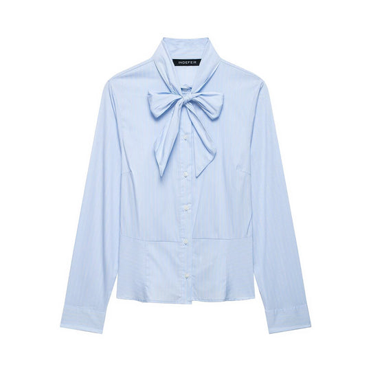 Damen Bluse mit Schleifenkragen und taillierten Einsatznähten Shop Nory