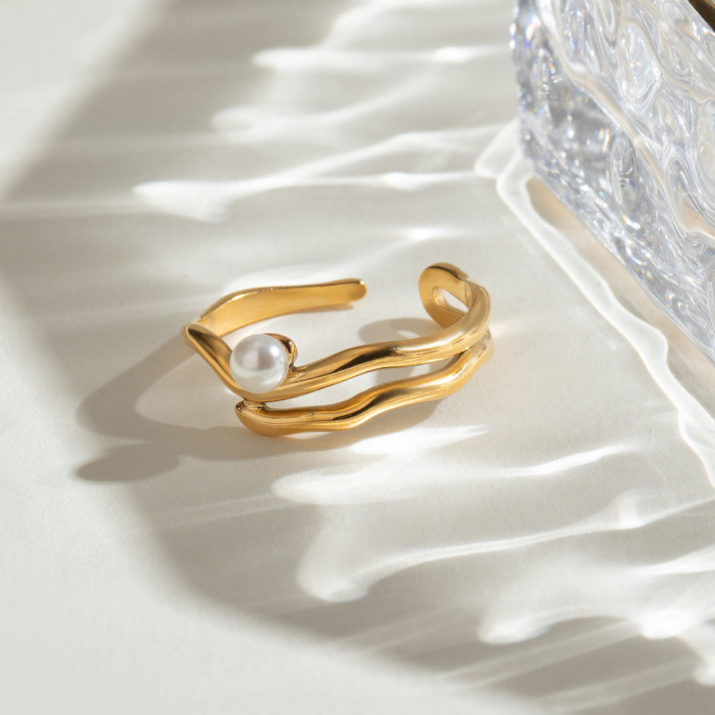 Damen Offenes Armband mit filigranem Design und elegantem Perlenakzent Shop Nory