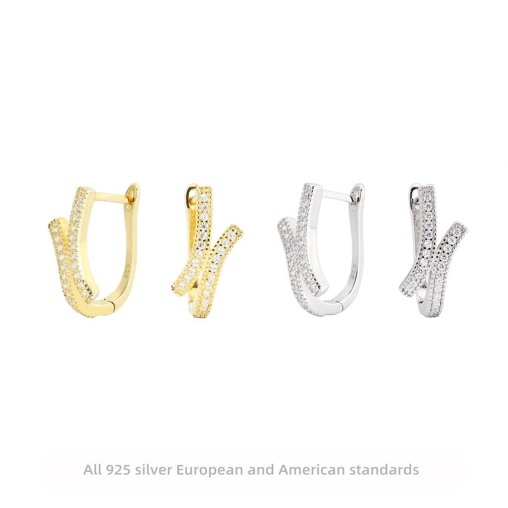 Damen Creolen mit elegantem Zirkonbesatz und modernem geschwungenem Design Shop Nory