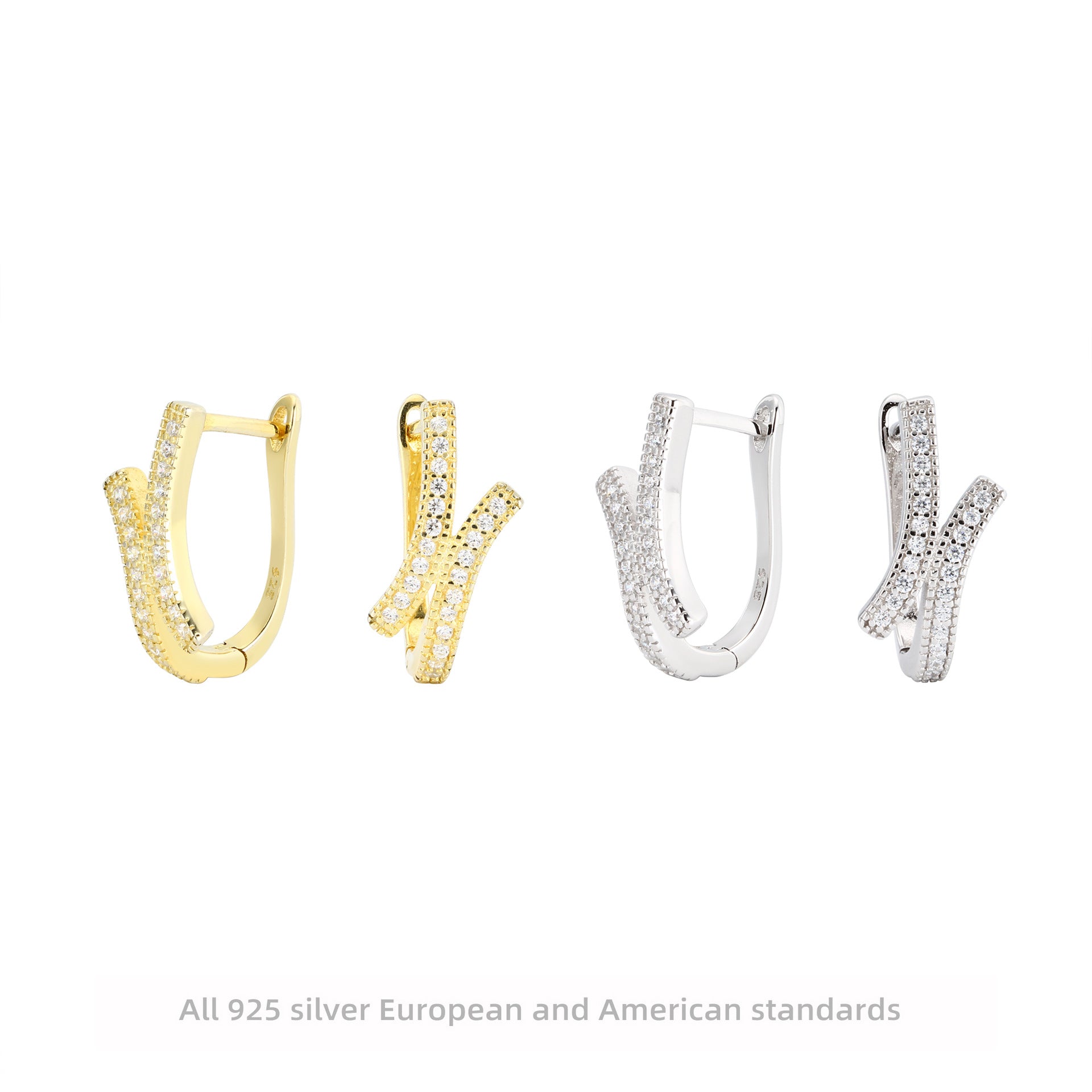 Damen Creolen mit elegantem Zirkonbesatz und modernem geschwungenem Design Shop Nory