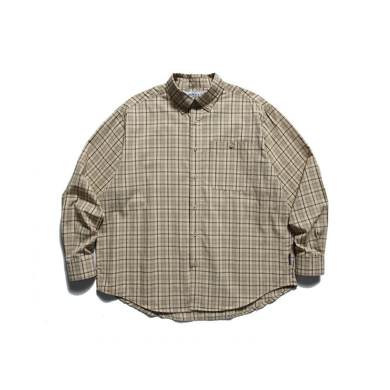 Herren Oversize-kariertes Button-Down-Hemd mit Brusttasche und abgerundetem Saum Shop Nory