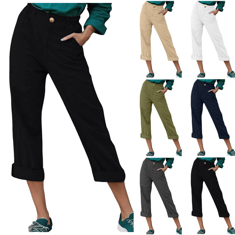 Damen Bequeme Chinohose mit umgeschlagenem Saum