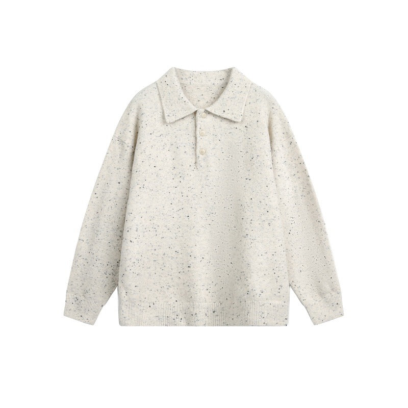 Damen Oversize-Polo-Pullover aus Mélange-Feinstrick mit Polokragen und Knopfleiste Shop Nory