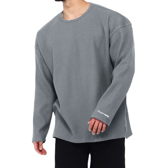 Herren Langarmshirt mit strukturiertem Rippenmuster und modernem Schnitt