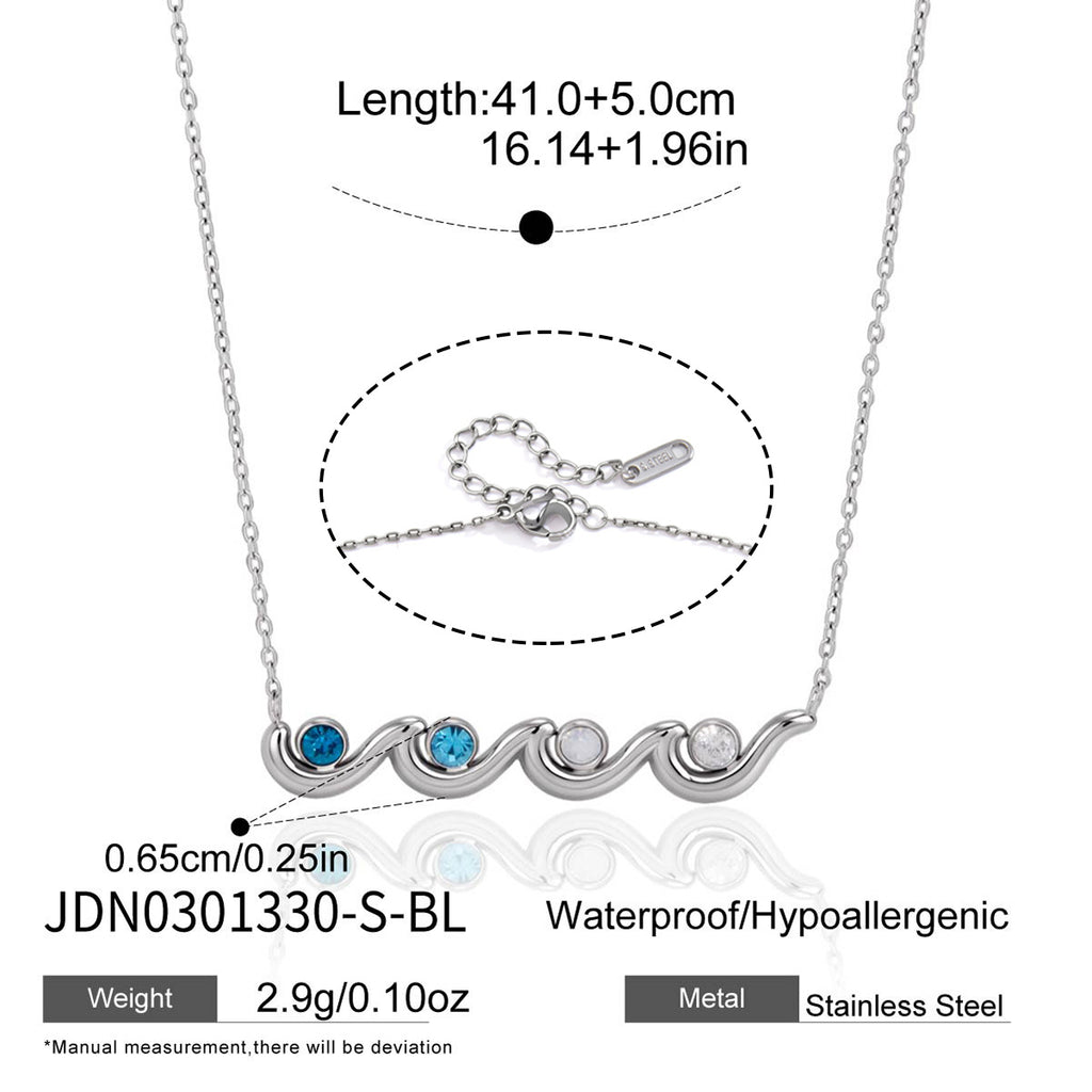 Damen Halskette mit wellenförmigem Design und funkelnden Zirkonia-Akzenten Shop Nory