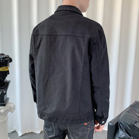 Herren Cordjacke im Worker‑Blouson‑Stil mit Metallknopf‑Verschluss und aufgesetzten Taschen Shop Nory