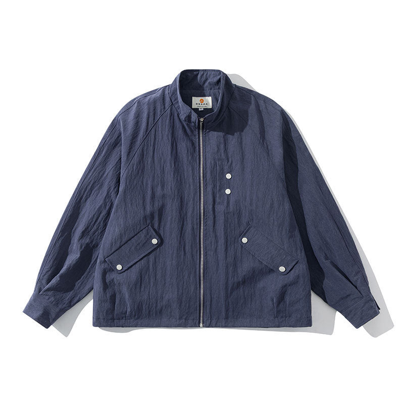 Herren Leichte Windjacke mit Stehkragen, Raglanärmeln und Druckknopf-Taschen Shop Nory
