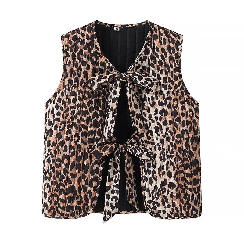 Damen Ärmellose Bluse mit doppelter Bindeschleife und V‑Ausschnitt Shop Nory