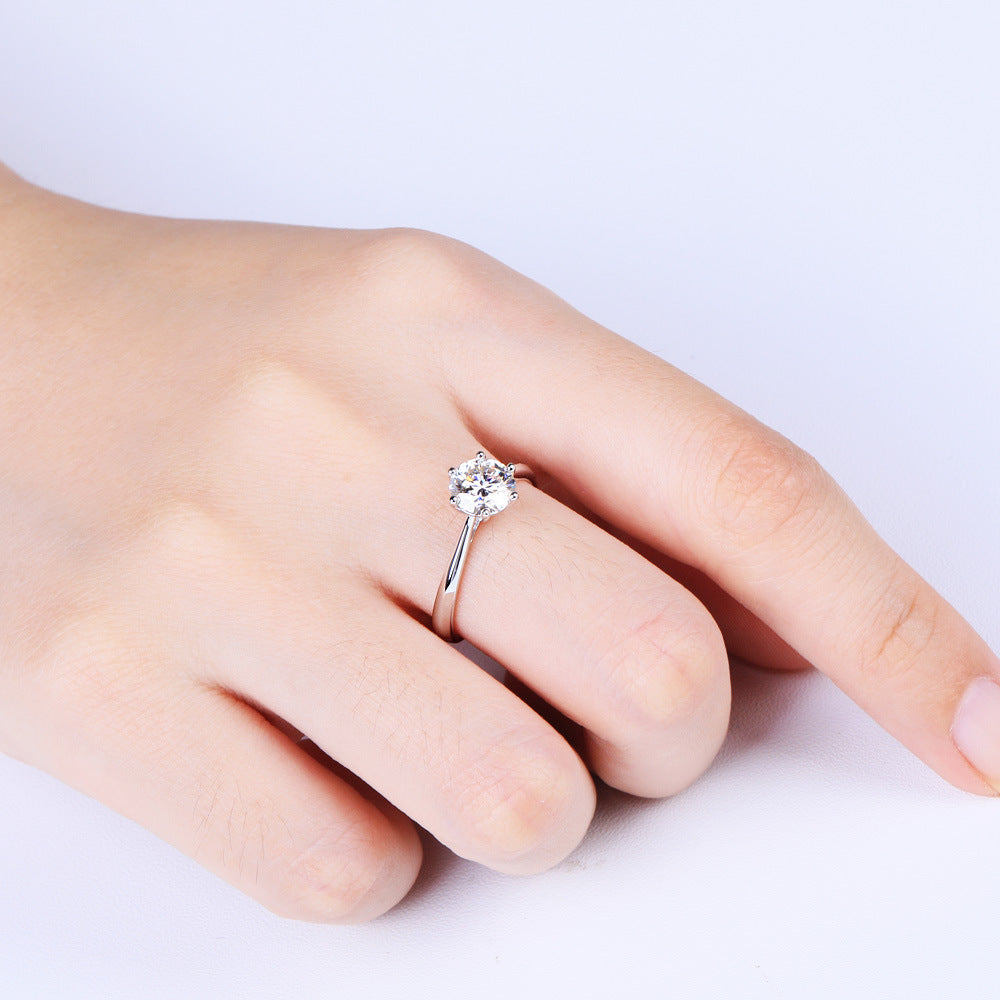 Damen eleganter Solitär-Verlobungsring mit funkelndem Hauptstein aus hochwertigem Zirkon Shop Nory